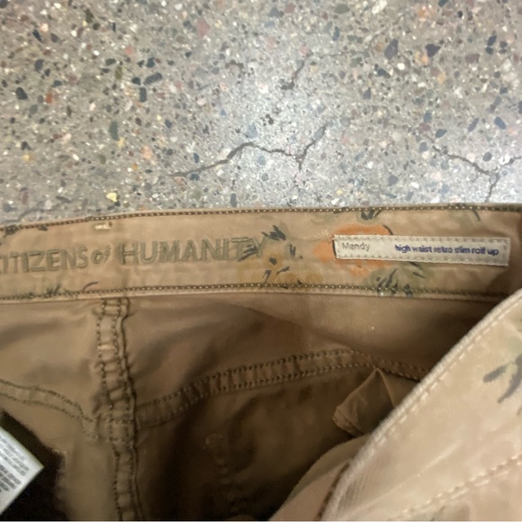 CITIZENS of HUMANITY | Mandy Floral Roll up Pants | Dark Khaki | Size 28 6 - Picture 4 of 6
